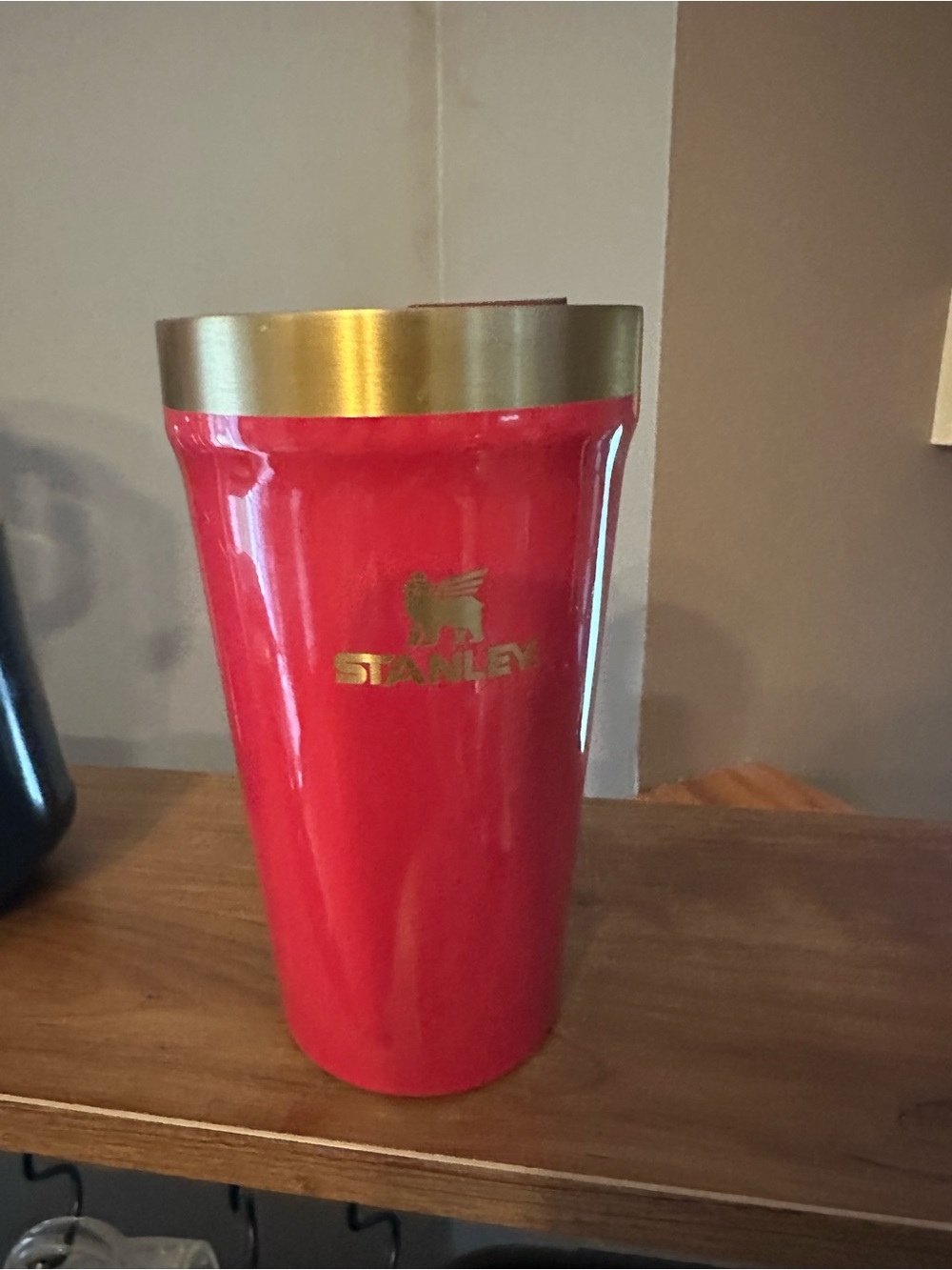 Stanley Red Travel Tumbler with Gold Accent